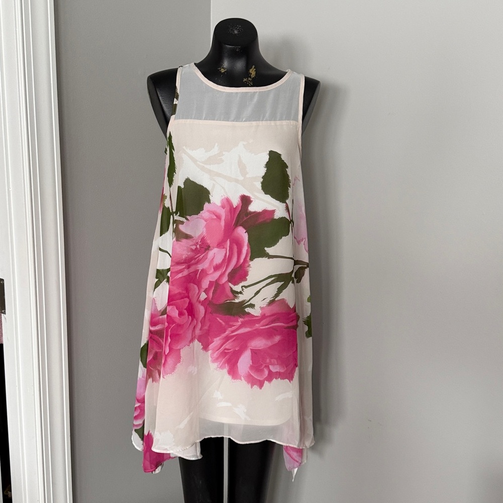 Floral Chiffon Trapeze Dress Size 6